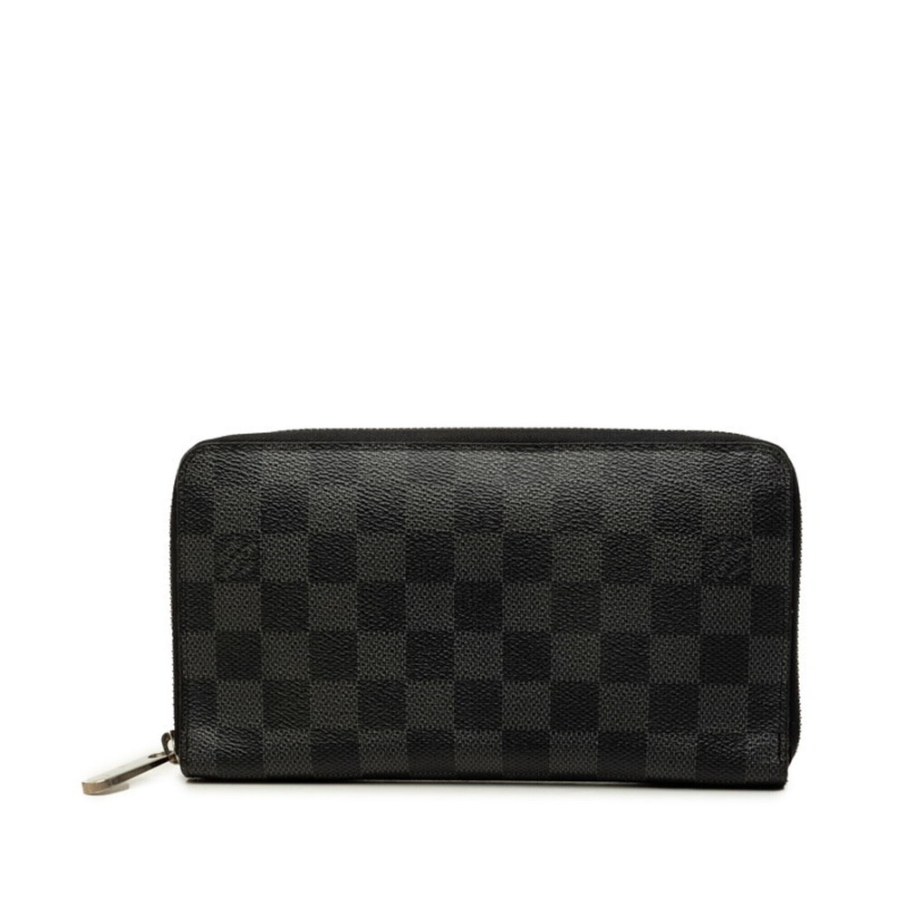 Louis Vuitton Damier Graphite Zippy Organizer Round Zipper Long Wallet N63077...